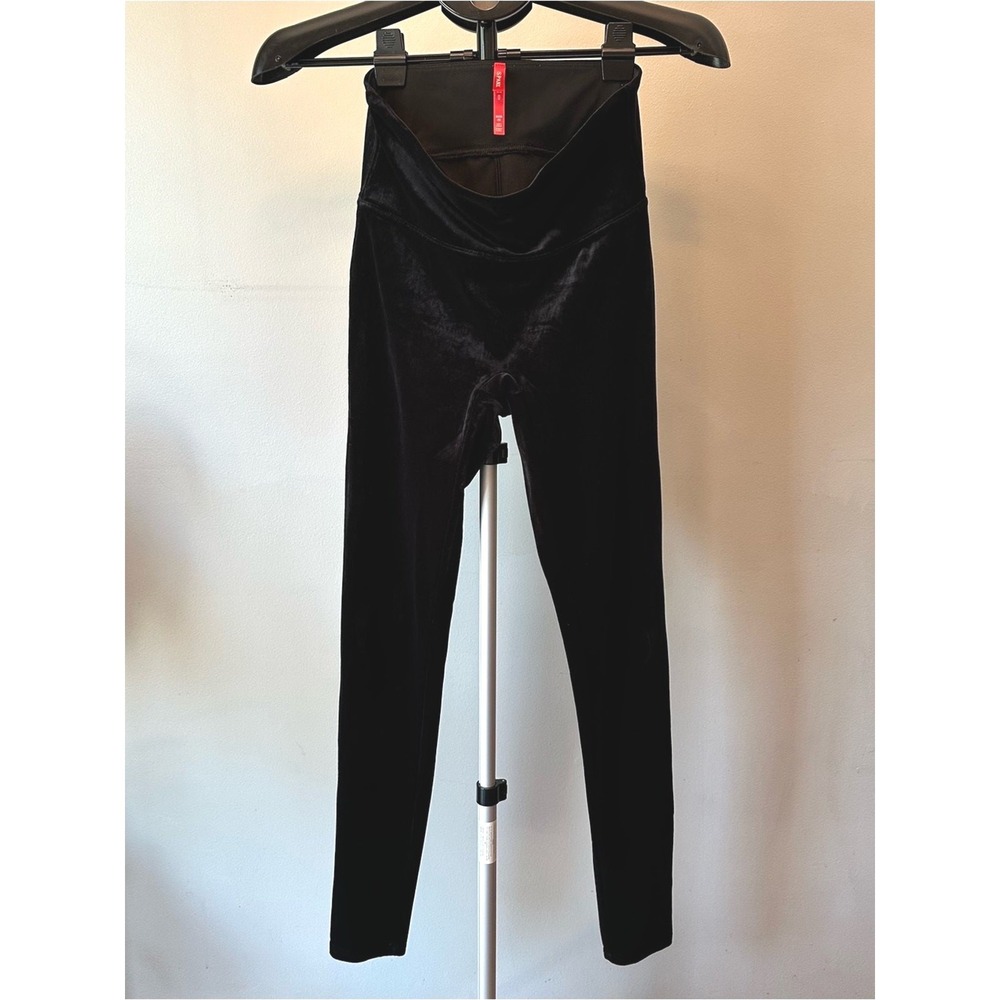 SPANX Velvet Leggings Womens M Black High Rise Y2K Mob Wife Indie Sleaze